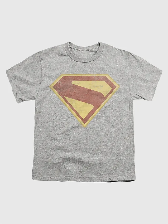 Kinder-T-Shirt mit Superman-2025-Logo und vollfarbigem Distress-Motiv