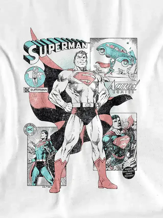 Kinder-T-Shirt mit Superman-Comic-Motiven