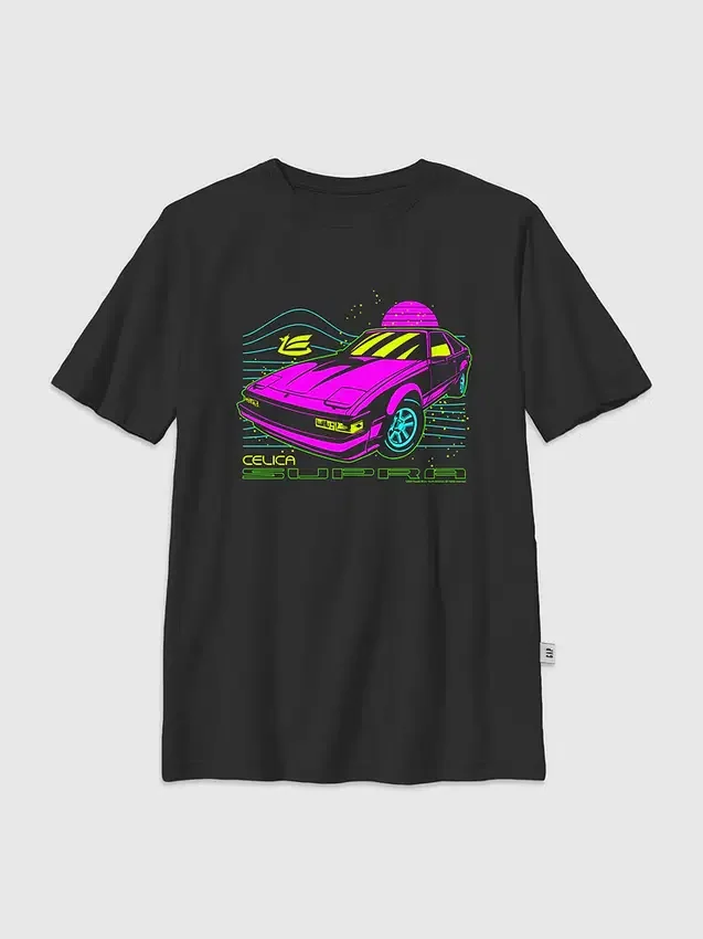 Kinder-T-Shirt mit Toyota Supra Neon-Grafik