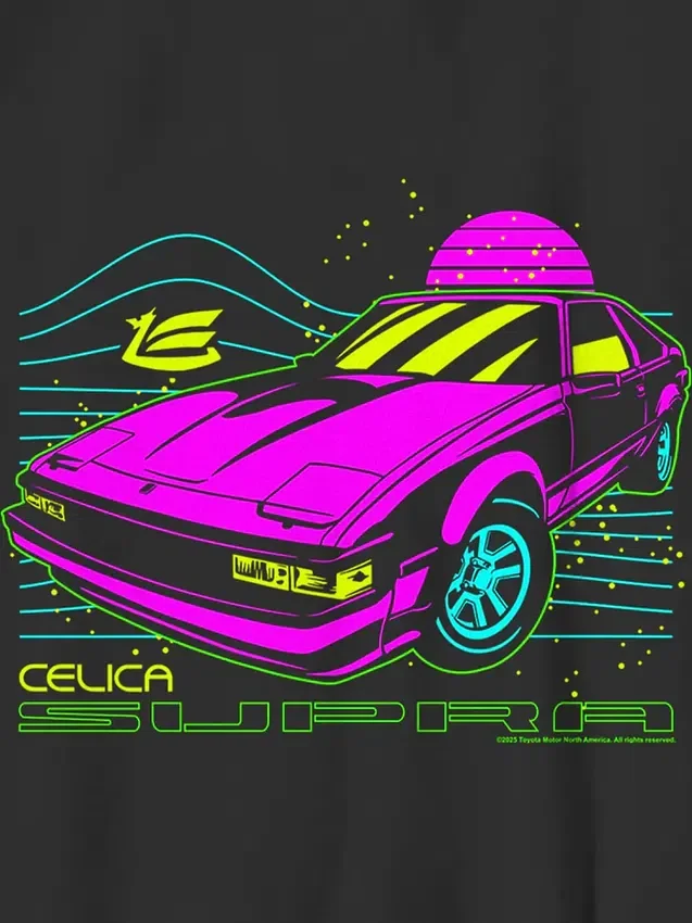 Kinder-T-Shirt mit Toyota Supra Neon-Grafik