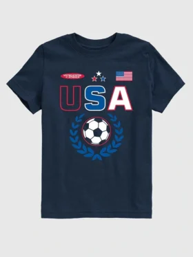 Kinder-T-Shirt mit USA-Fußball-Motiv