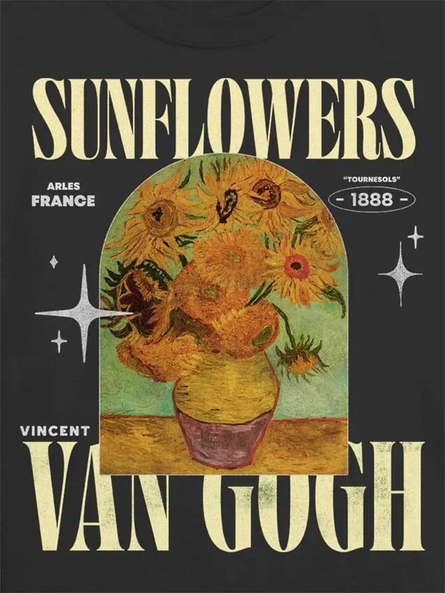 Kinder-T-Shirt mit Van-Gogh-Sonnenblumen-Motiv