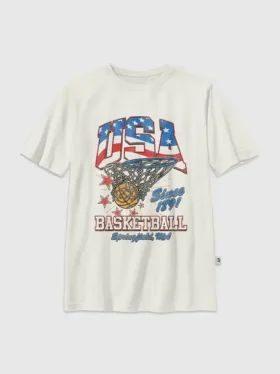 Kinder-T-Shirt mit Vintage-Basketball-Motiv