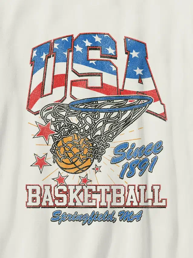 Kinder-T-Shirt mit Vintage-Basketball-Motiv