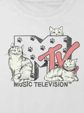 Kinder-T-Shirt „MTV Cats“ mit Grafikprint, Boxy-Schnitt, kurz geschnitten