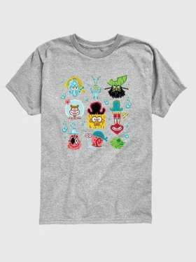 Kinder-T-Shirt „The SpongeBob Movie: Auf der Suche nach Squarepants“ mit Rastermuster, kurzärmelig