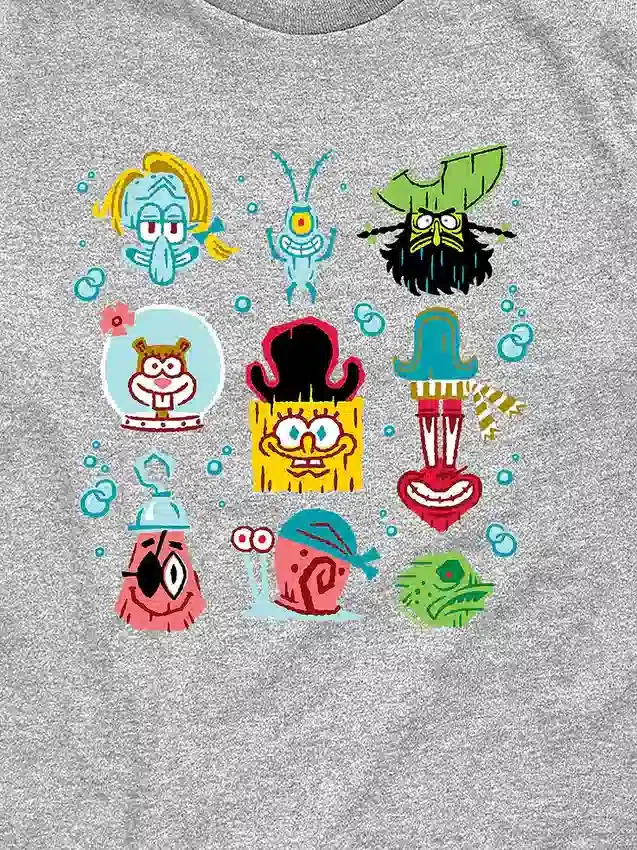 Kinder-T-Shirt „The SpongeBob Movie: Auf der Suche nach Squarepants“ mit Rastermuster, kurzärmelig