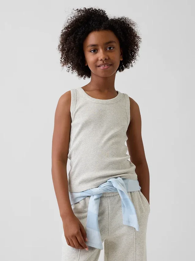Kinder-Tanktop mit Rundhalsausschnitt und Rippstrick