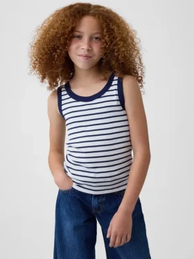 Kinder-Tanktop mit Rundhalsausschnitt und Rippstrick