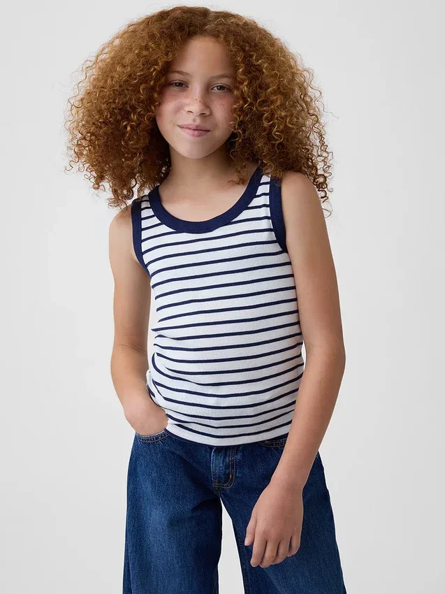Kinder-Tanktop mit Rundhalsausschnitt und Rippstrick