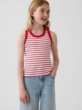 Kinder-Tanktop mit Rundhalsausschnitt und Rippstrick