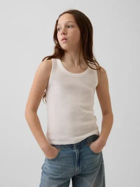 Kinder-Tanktop mit Rundhalsausschnitt und Rippstrick