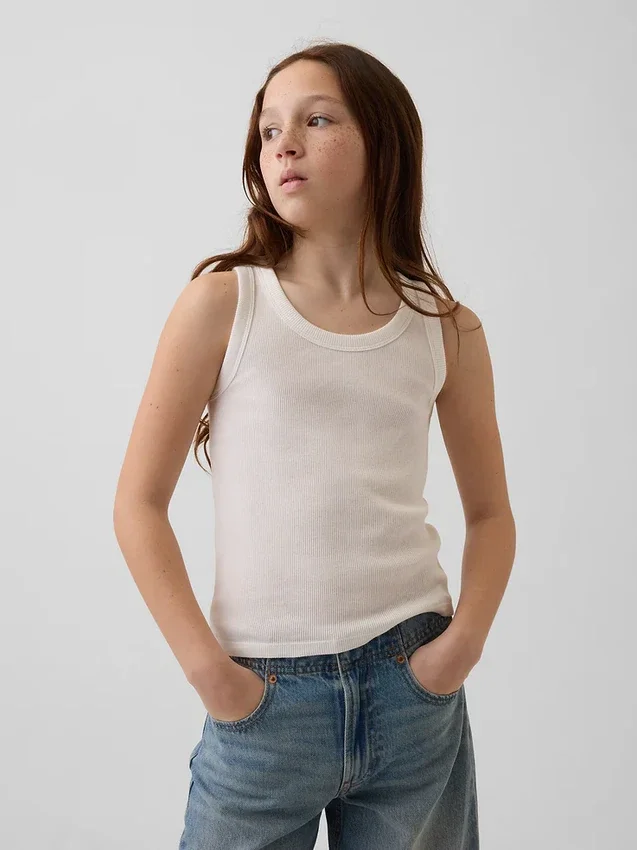 Kinder-Tanktop mit Rundhalsausschnitt und Rippstrick