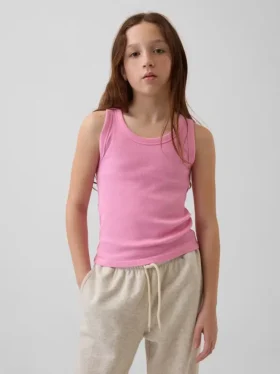 Kinder-Tanktop mit Rundhalsausschnitt und Rippstrick