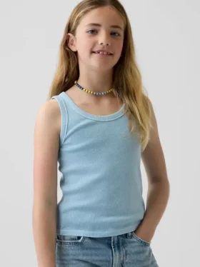 Kinder-Tanktop mit Rundhalsausschnitt und Rippstrick