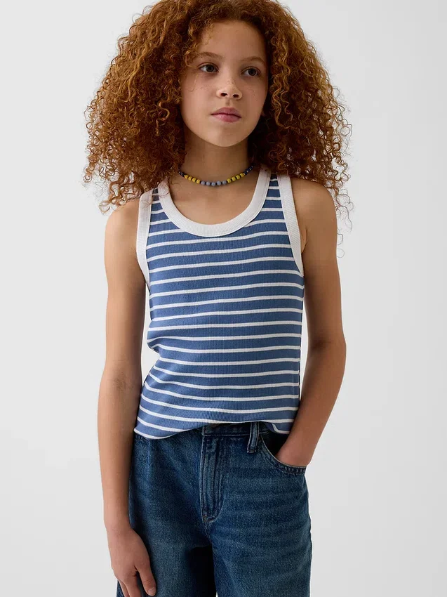 Kinder-Tanktop mit Rundhalsausschnitt und Rippstrick