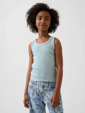 Kinder-Tanktop mit Rundhalsausschnitt und Rippstrick