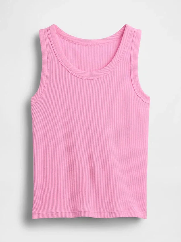 Kinder-Tanktop mit Rundhalsausschnitt und Rippstrick