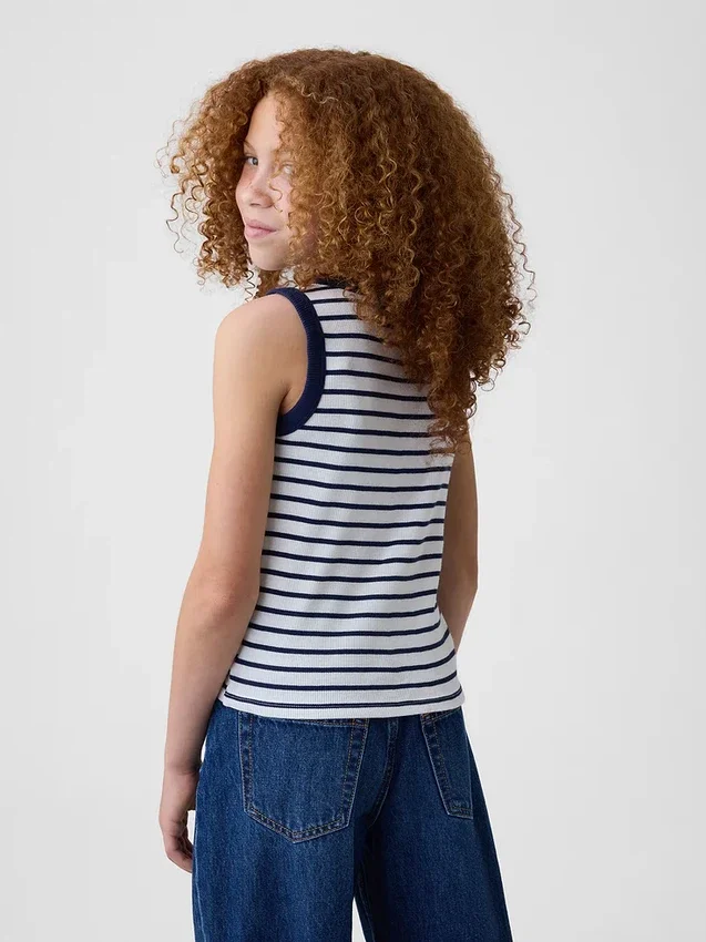 Kinder-Tanktop mit Rundhalsausschnitt und Rippstrick