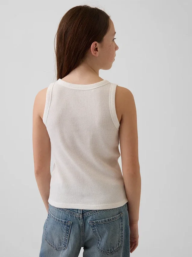 Kinder-Tanktop mit Rundhalsausschnitt und Rippstrick