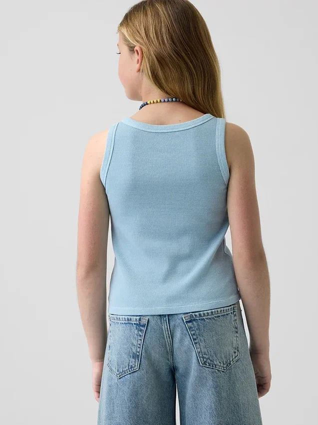 Kinder-Tanktop mit Rundhalsausschnitt und Rippstrick