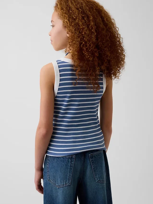 Kinder-Tanktop mit Rundhalsausschnitt und Rippstrick