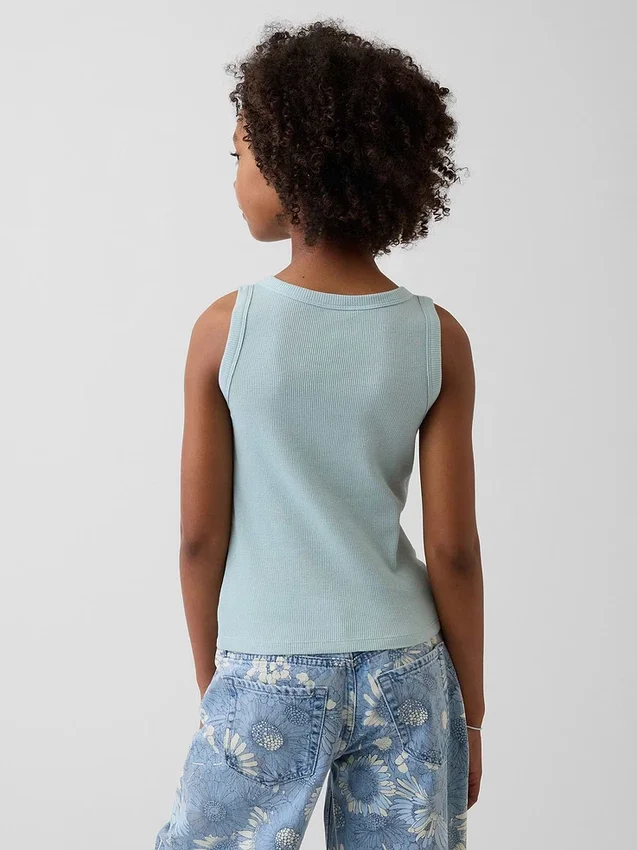 Kinder-Tanktop mit Rundhalsausschnitt und Rippstrick
