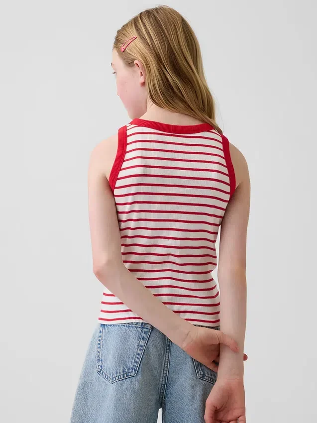 Kinder-Tanktop mit Rundhalsausschnitt und Rippstrick