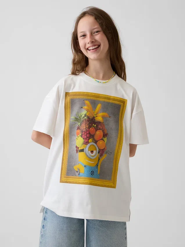 Kinder-Tunika-T-Shirt „Minions“ in Oversize-Passform