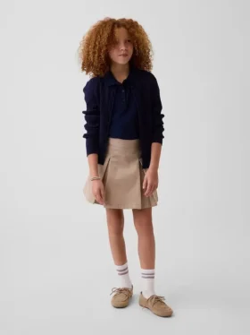 Kinder-Uniform-Plissee-Skort in Khaki