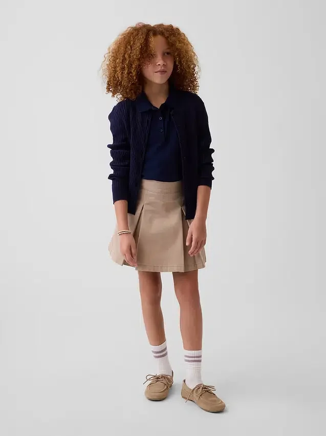 Kinder-Uniform-Plissee-Skort in Khaki