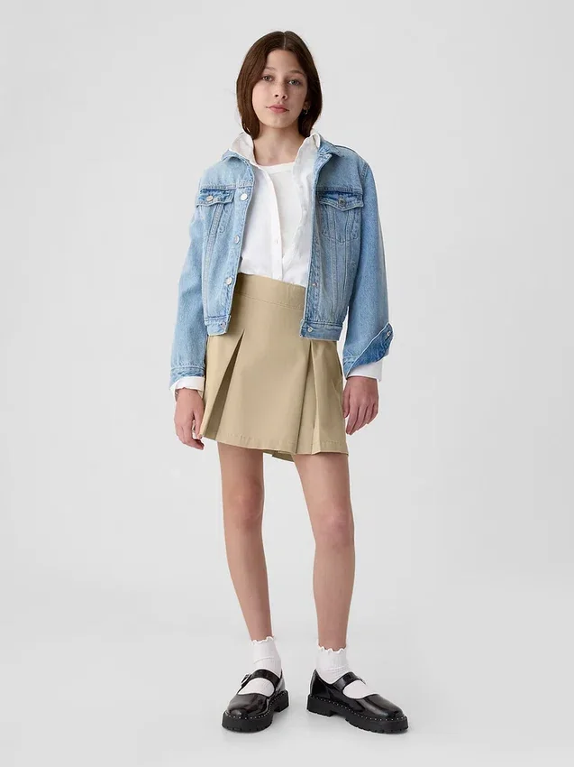 Kinder-Uniform-Plissee-Skort in Khaki