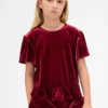Kinder-Velours-Peplum-Oberteil