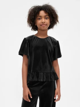 Kinder-Velours-Peplum-Oberteil