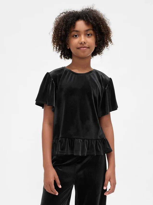 Kinder-Velours-Peplum-Oberteil