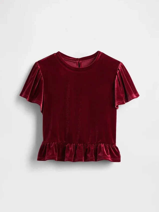 Kinder-Velours-Peplum-Oberteil