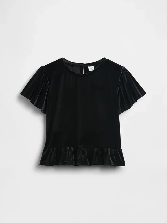 Kinder-Velours-Peplum-Oberteil