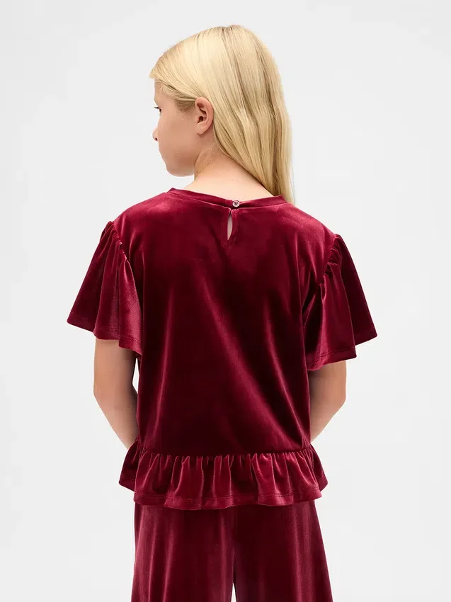 Kinder-Velours-Peplum-Oberteil