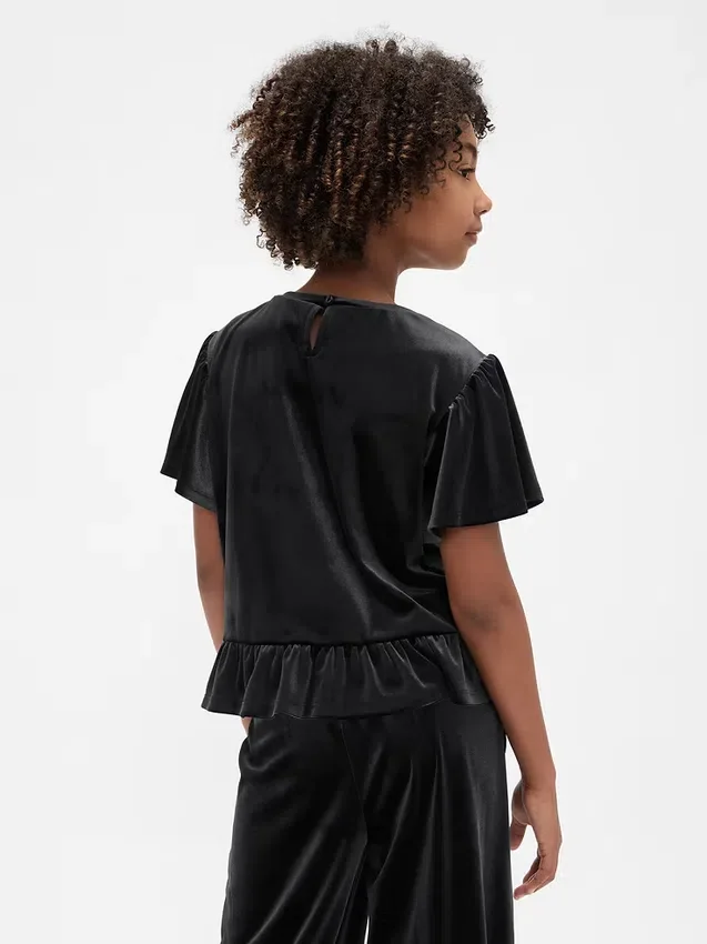 Kinder-Velours-Peplum-Oberteil