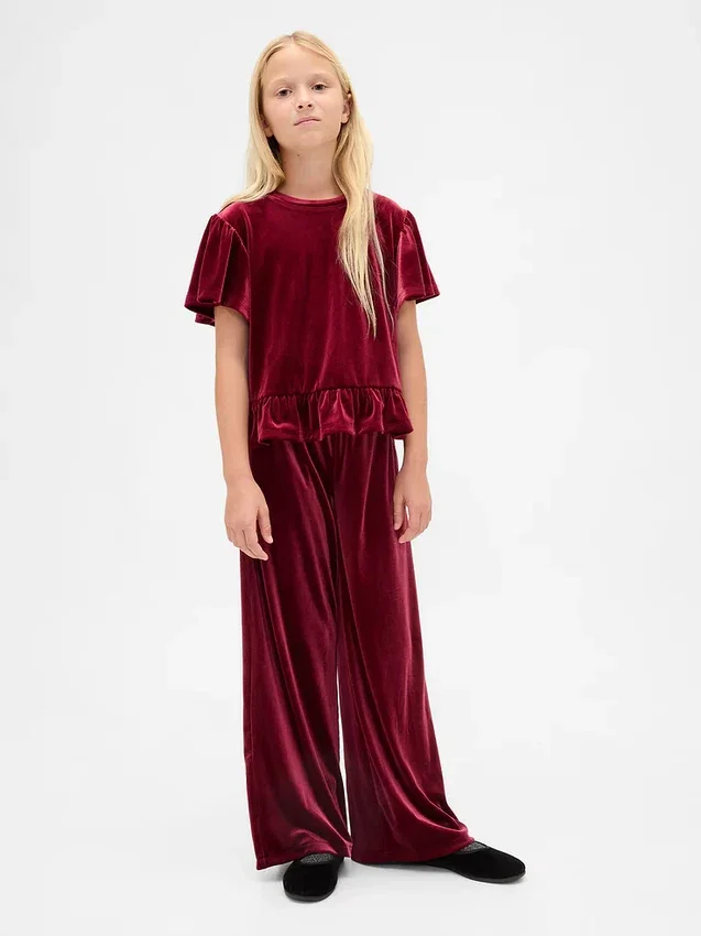 Kinder-Velours-Peplum-Oberteil