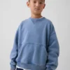 Kinder-Vintagesoft-Sweatshirt mit Rundhalsausschnitt und Tasche
