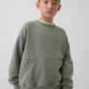 Kinder-Vintagesoft-Sweatshirt mit Rundhalsausschnitt und Tasche