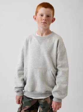 Kinder-Vintagesoft-Sweatshirt mit Rundhalsausschnitt und Tasche