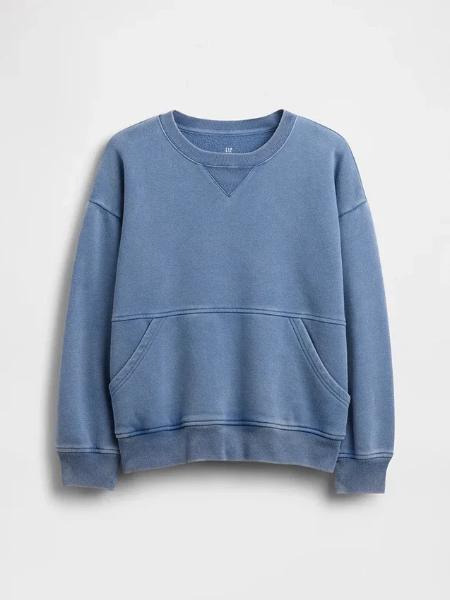 Kinder-Vintagesoft-Sweatshirt mit Rundhalsausschnitt und Tasche