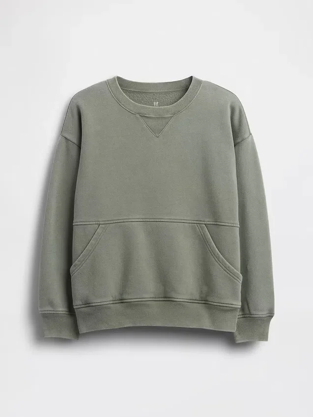 Kinder-Vintagesoft-Sweatshirt mit Rundhalsausschnitt und Tasche
