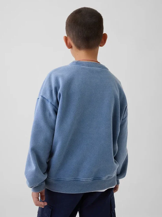 Kinder-Vintagesoft-Sweatshirt mit Rundhalsausschnitt und Tasche