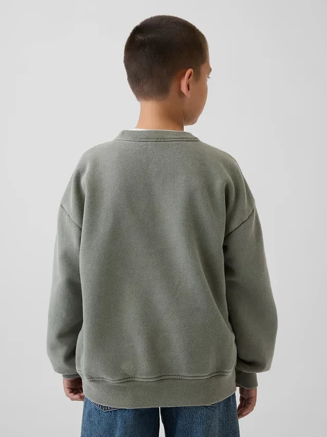 Kinder-Vintagesoft-Sweatshirt mit Rundhalsausschnitt und Tasche