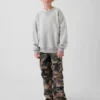 Kinder-Vintagesoft-Sweatshirt mit Rundhalsausschnitt und Tasche