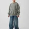 Kinder-Vintagesoft-Sweatshirt mit Rundhalsausschnitt und Tasche