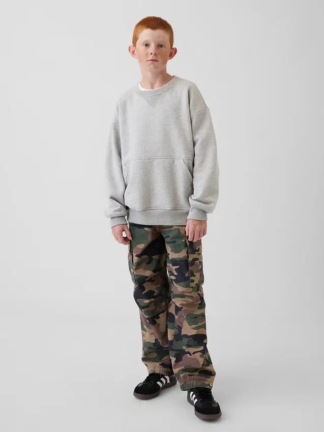 Kinder-Vintagesoft-Sweatshirt mit Rundhalsausschnitt und Tasche